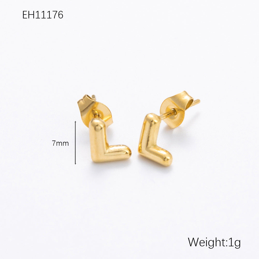 Women's Alphabet Letter Stainless Steel Gold-plated High-grade Affordable Luxury Earrings