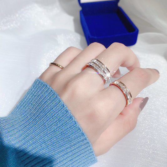 Women's & Men's Couple Style Simple High-grade Single Double Rings