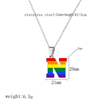 Women's Color Rainbow Letter Printing Titanium Steel Stainless Pendants