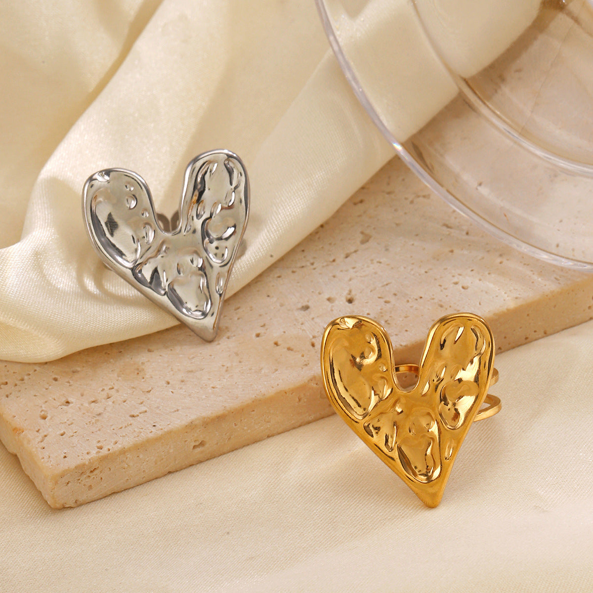 Stainless Steel Simple Heart-shaped Open Female Rings