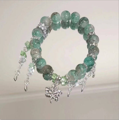 Women's & Men's Style Butterfly Glaze Green Half Trendy Temperament Show White Bracelets