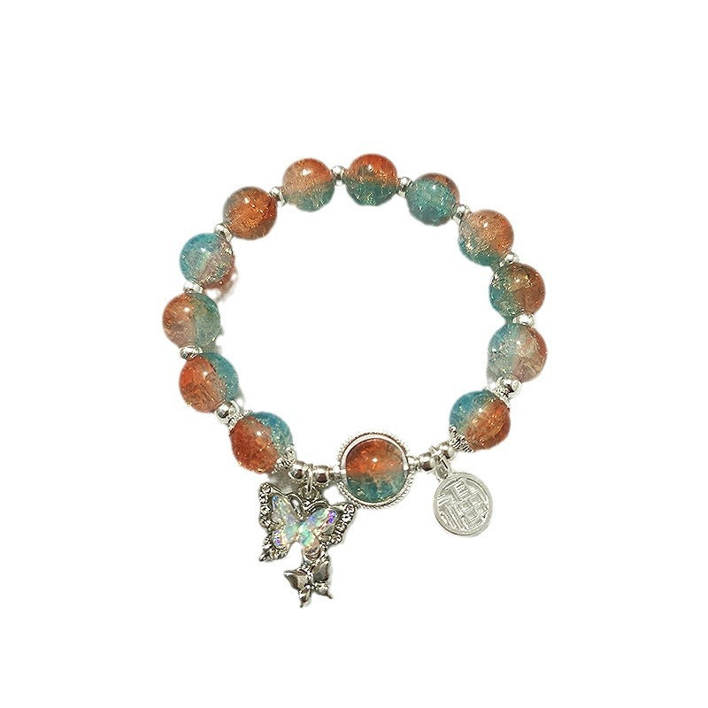 Super Fairy Orange Blue Jade Broken Glass Butterfly Bracelets