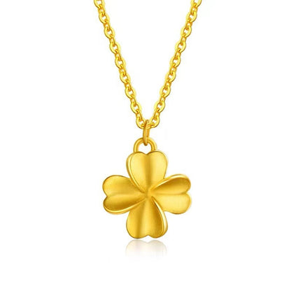 Women's Alluvial Gold Lucky Four-leaf Clover Gold-plated Pendants