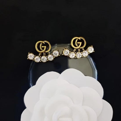 Women's & Men's Quality Collection Trending Rhinestone Letters Sier Earrings