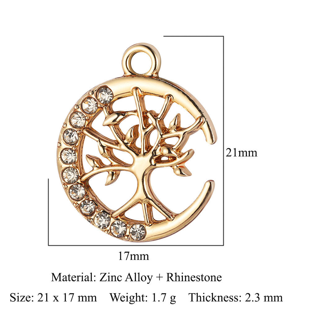 Leaf Zinc Alloy Lucky Tree Peach Heart Pendants