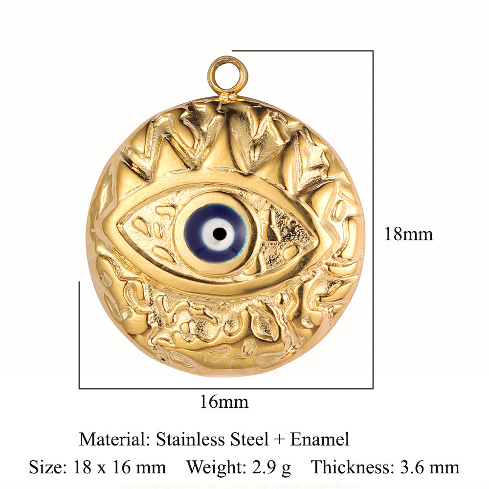 Eyes Bohemian Natural Stone Titanium Steel Pendants