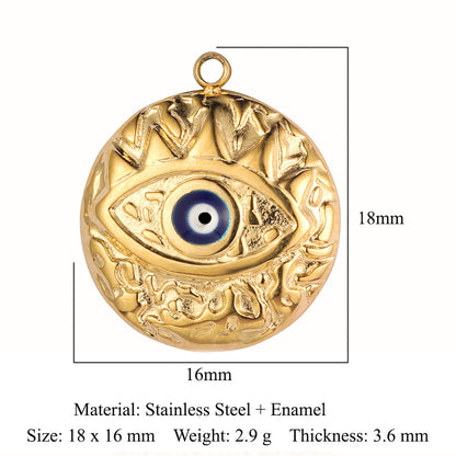 Eyes Bohemian Natural Stone Titanium Steel Pendants