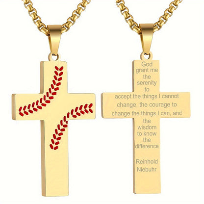 Baseball Boy Cross Stainless Steel Religious Pendants