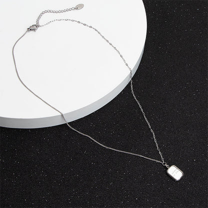 Women's Three-dimensional Square Chocolate Plate Cold Titanium Necklaces