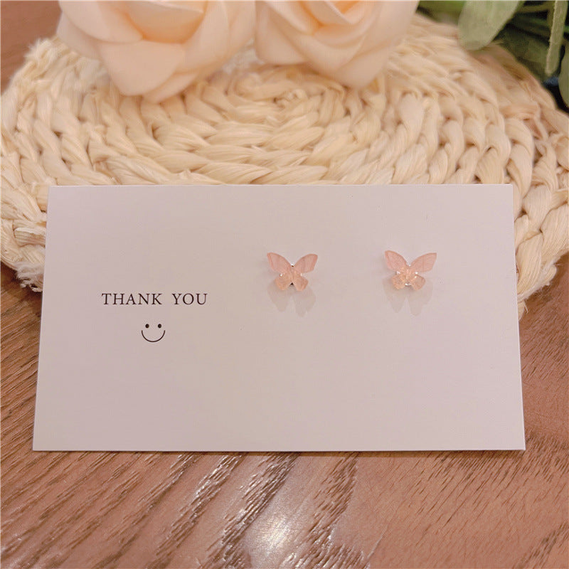 Sterling Sier Needle Three-dimensional Butterfly Suit Combination Simple Earrings