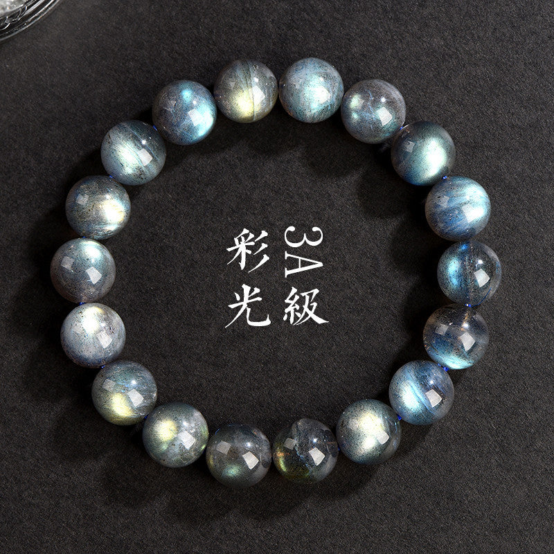 Grade Natural Black Color Moonstone Round Beads Bracelets