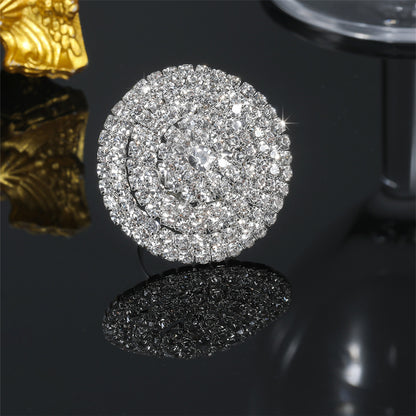 Round Rhinestone Female Beautiful Shining Full Rings