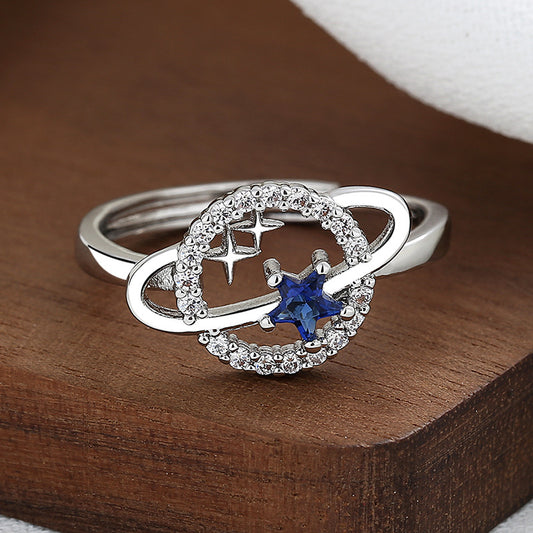 Female Korean Style Fresh Blue Diamond Rings