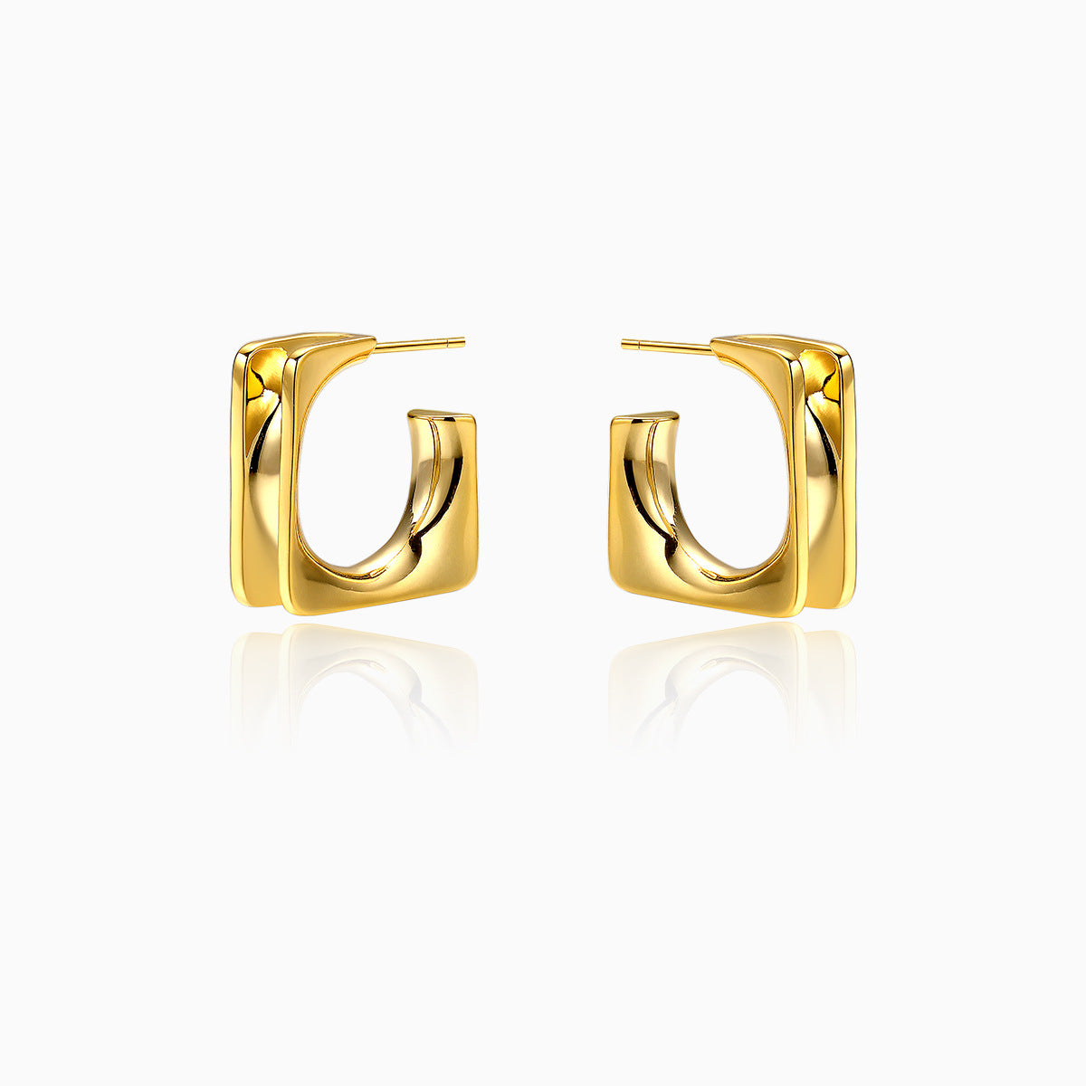 Sier Needle Geometric Square Simple Metal Earrings