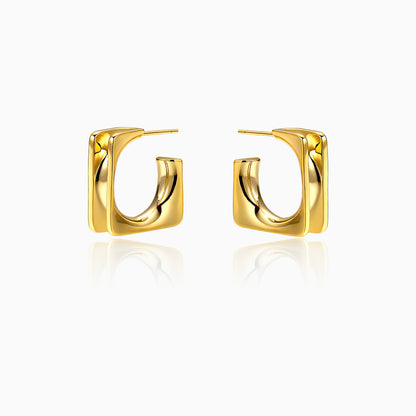 Sier Needle Geometric Square Simple Metal Earrings