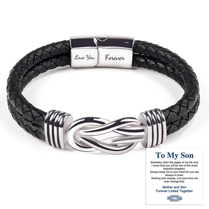 Leather Lettering Stainless Steel Magnetic Twist Bracelets