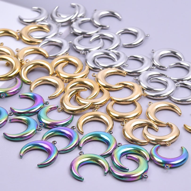 Sier Golden Crescent Titanium Steel Colorful Pendants