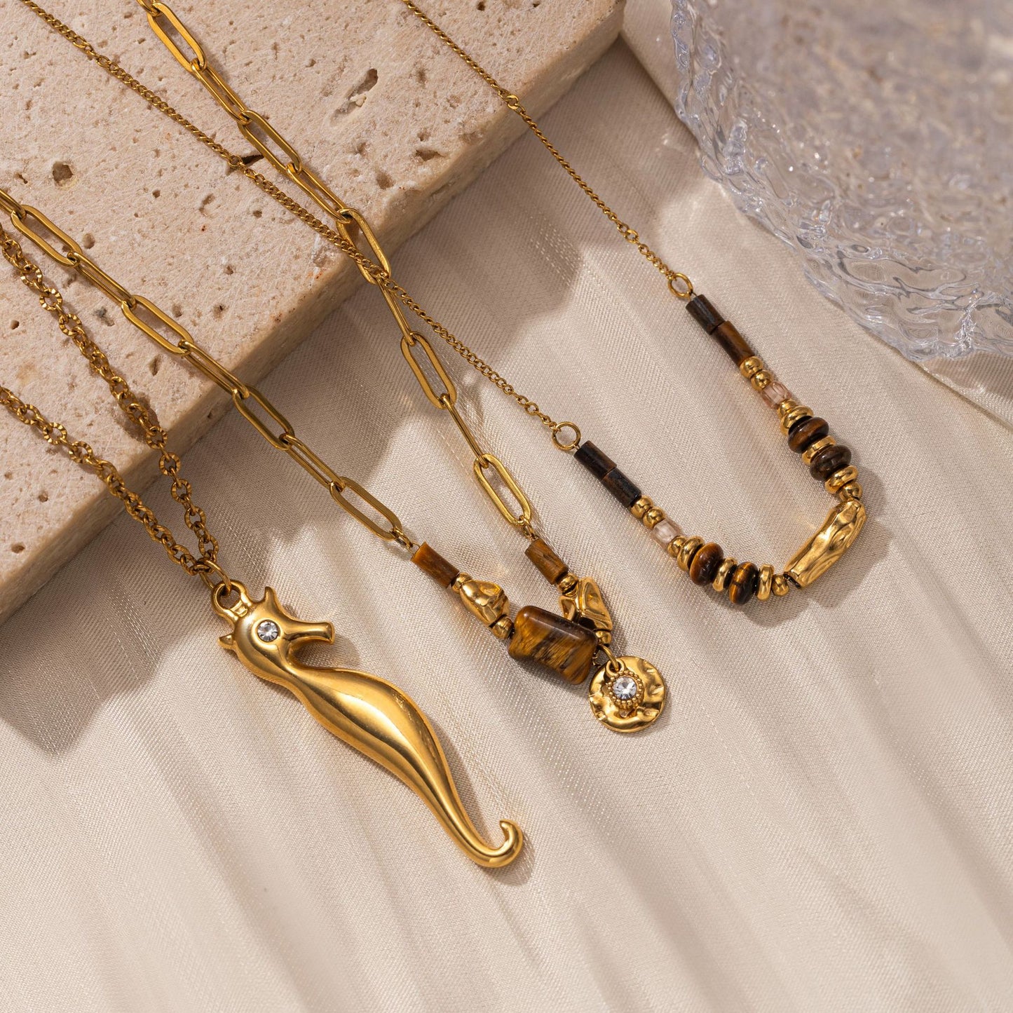 Women's Stainless Steel Electroplated Real Gold Style Necklaces