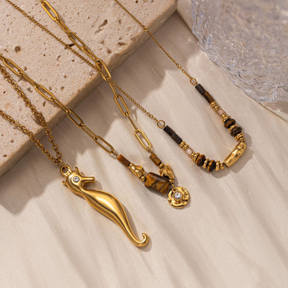 Women's Stainless Steel Electroplated Real Gold Style Necklaces