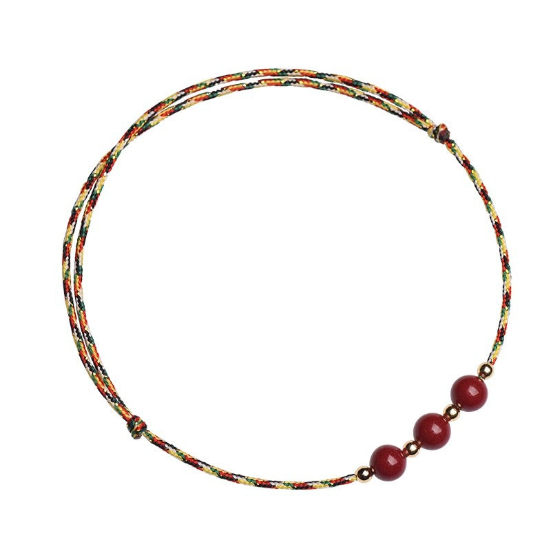 Women's & Men's Rope Cinnabar Lucky Beads Red Anklet Bracelets