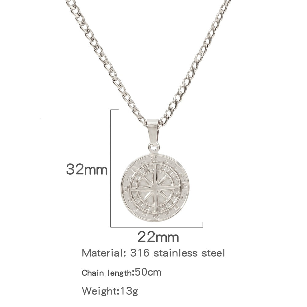 Men's Fashion Viking Nordic Style Metal Compass Necklaces