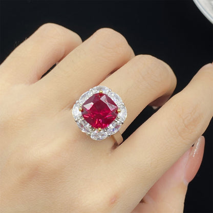 Elegant Square Bag Red Corundum Fashion Three-piece Set Simulation Pendants