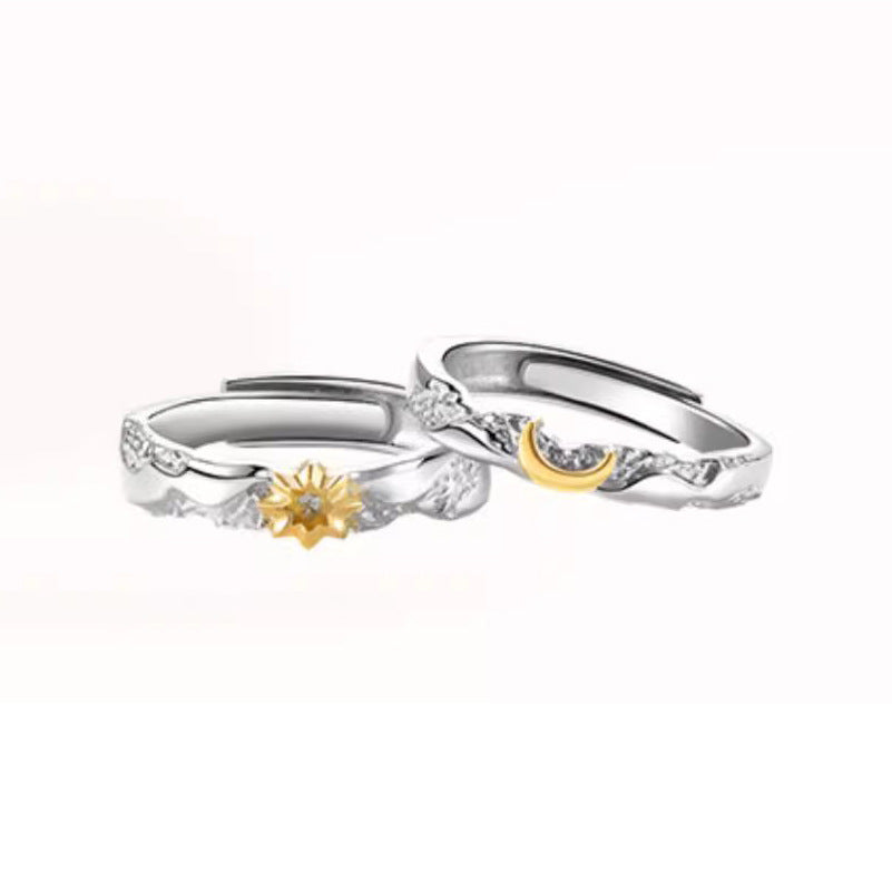 Sier Sun Moon Couple Pair Of Rings