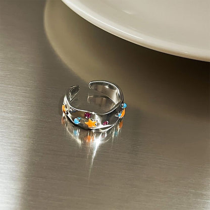 Color Flowers Openings Sense Rainbow Female Rings