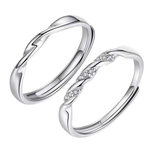 Women's & Men's Sier Pair Of Mobius Strip Couple Rings