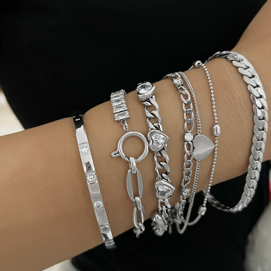 Women's Steel Exaggerated Design Wheat Chain Stitching Bracelets