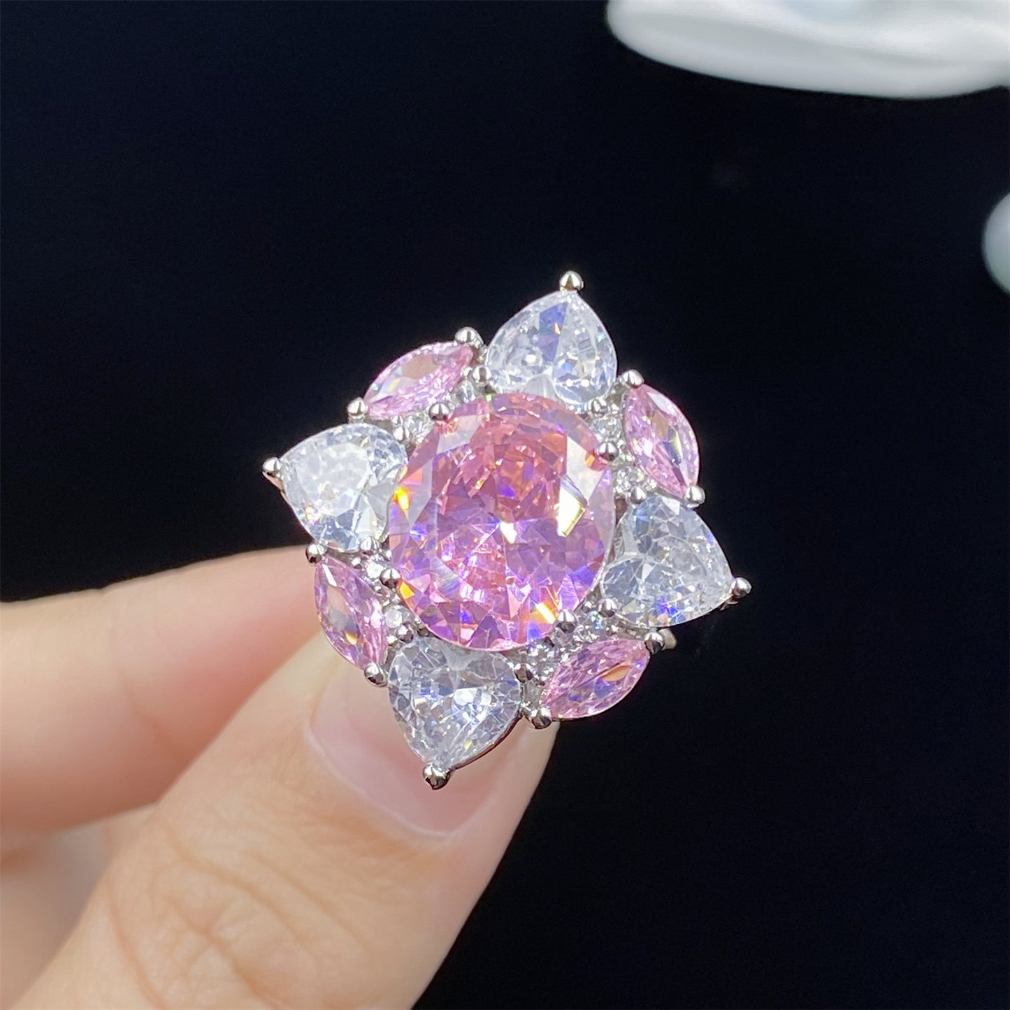 Pink Zircon High Sense Simulation Tourmaline Elegant Female Open Pendants