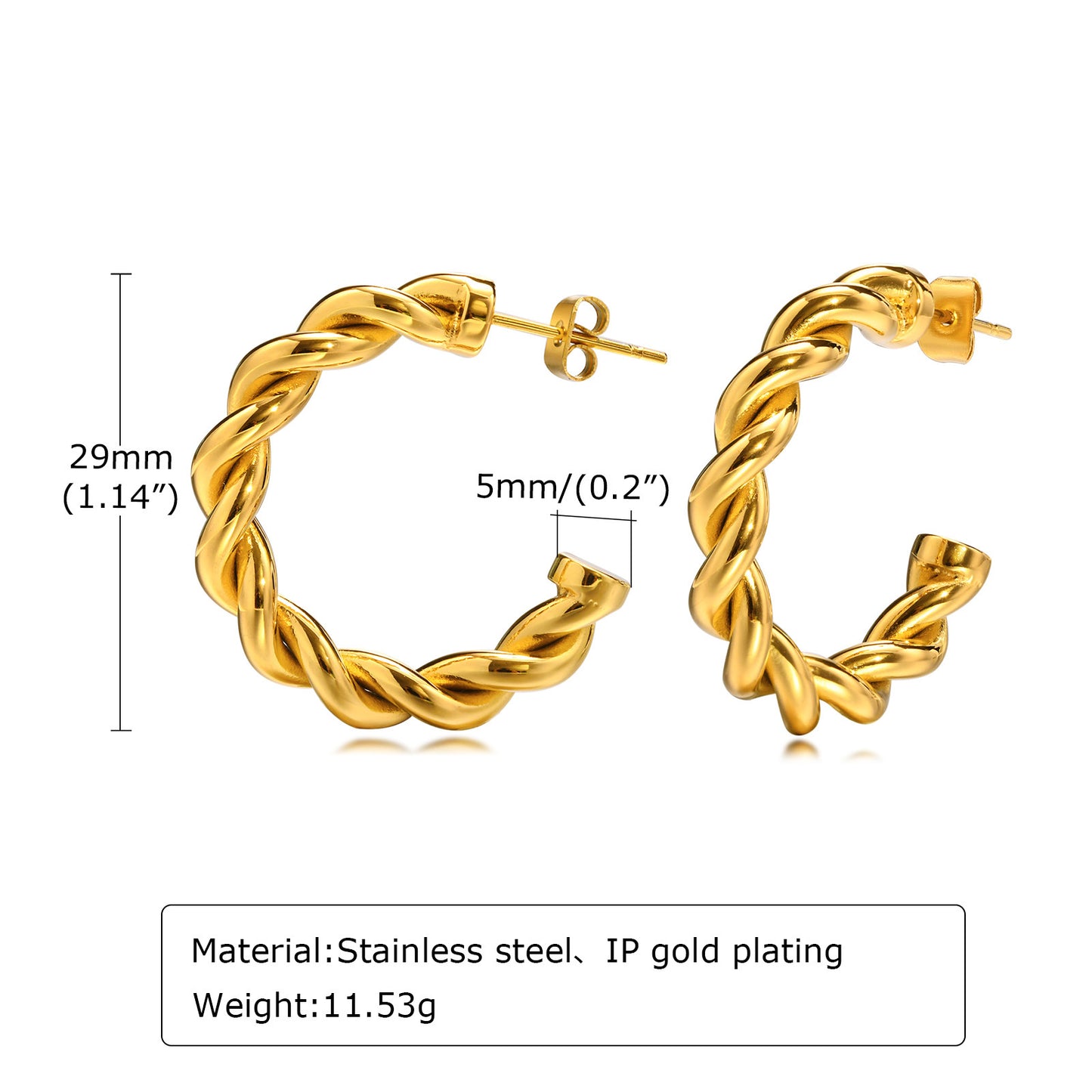 Women's Steel Twist Ear Gold Shaped Simple Stylish Earrings