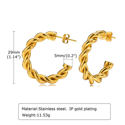 Women's Steel Twist Ear Gold Shaped Simple Stylish Earrings