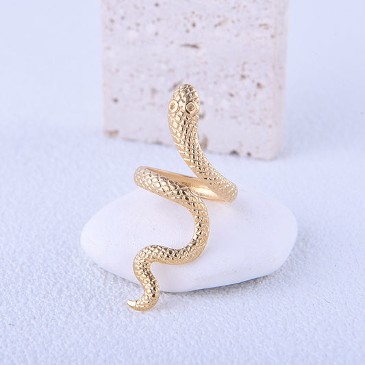 Steel Snake Adjustable Mouth Exaggerated Personalized Niche Rings