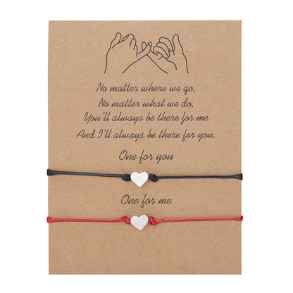 Woven Adjustable Couple Paper Card Heart-shaped Bracelets