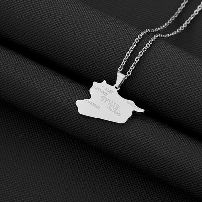 Women's & Men's Syrian Free Army Map Flag For Necklaces