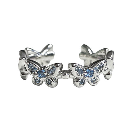 Zircon Butterfly Female Cold Style Sweet Cool Light Luxury Rings