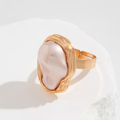 Baroque Inlaid Shaped Pearl Retro Irregular Rings