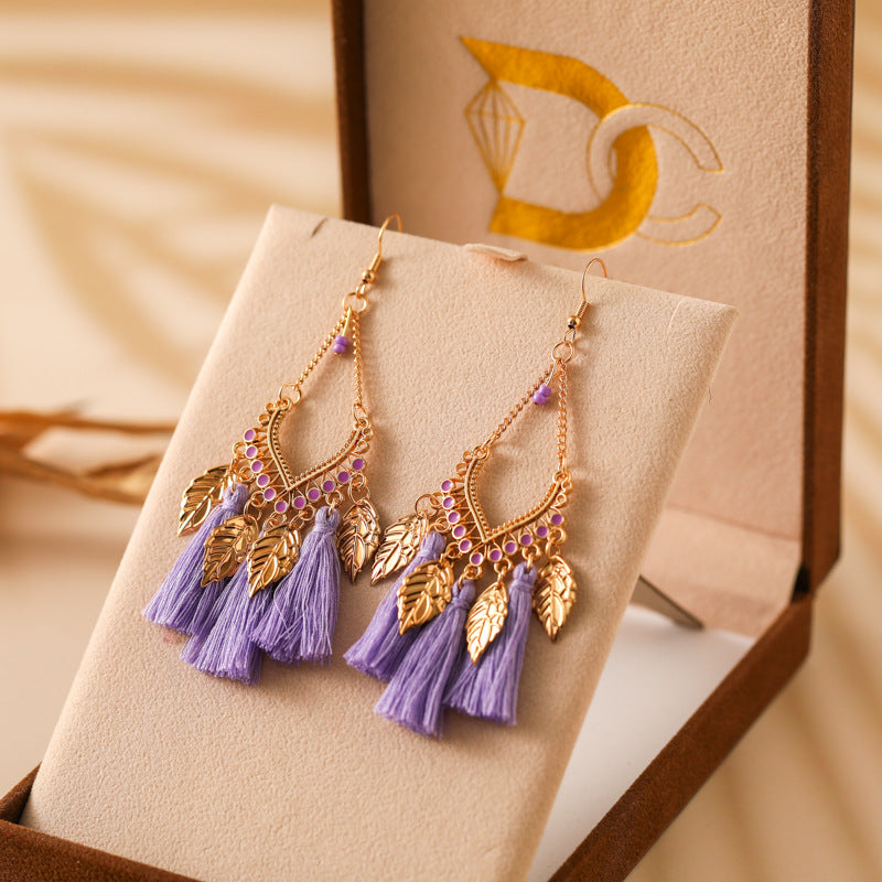 Tassel Leaves Hand-made Your Daisy Ornament Earrings