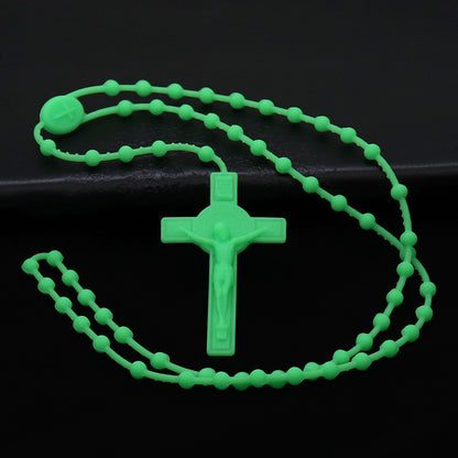 Plastic Soft Rubber Color Luminous Fluorescence Rosary Necklaces
