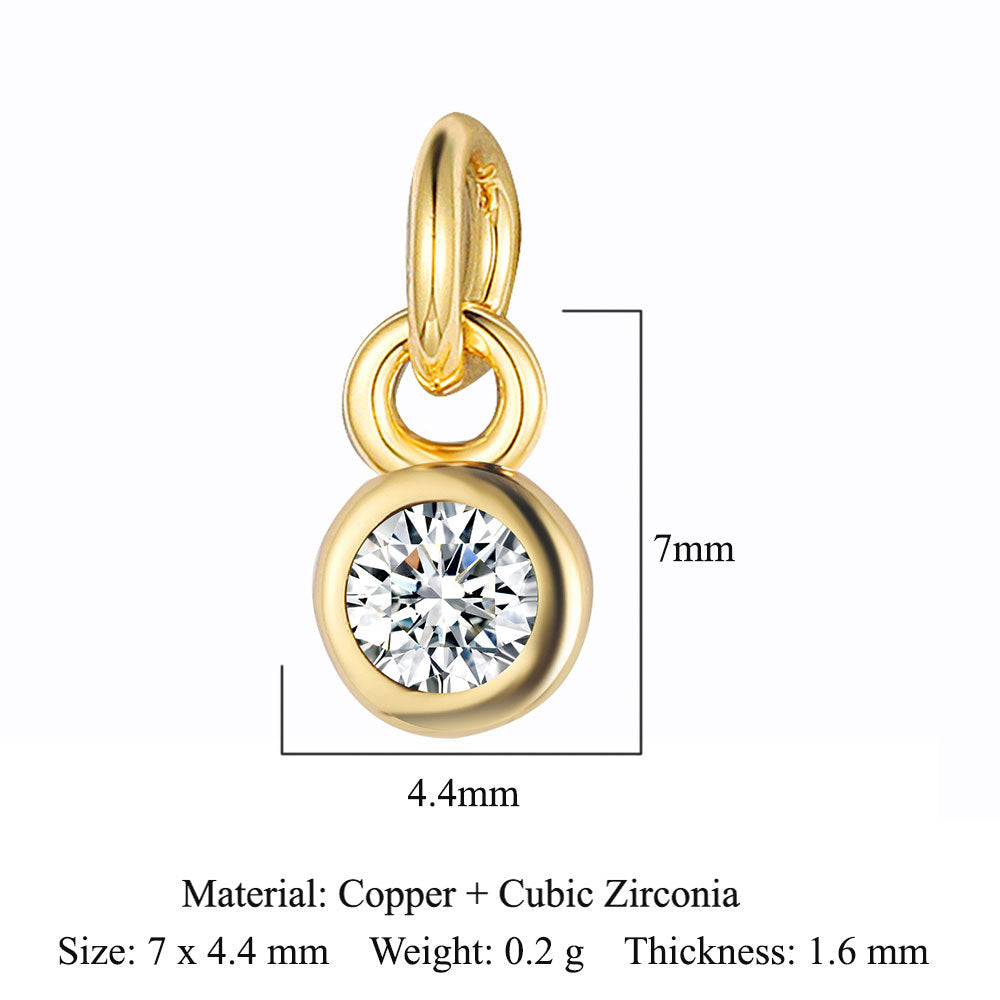 Birthday Stone Copper Micro Inlaid Zircon Pendants