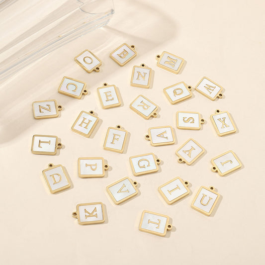 Real Gold Letters Stainless Steel Shell Pendants