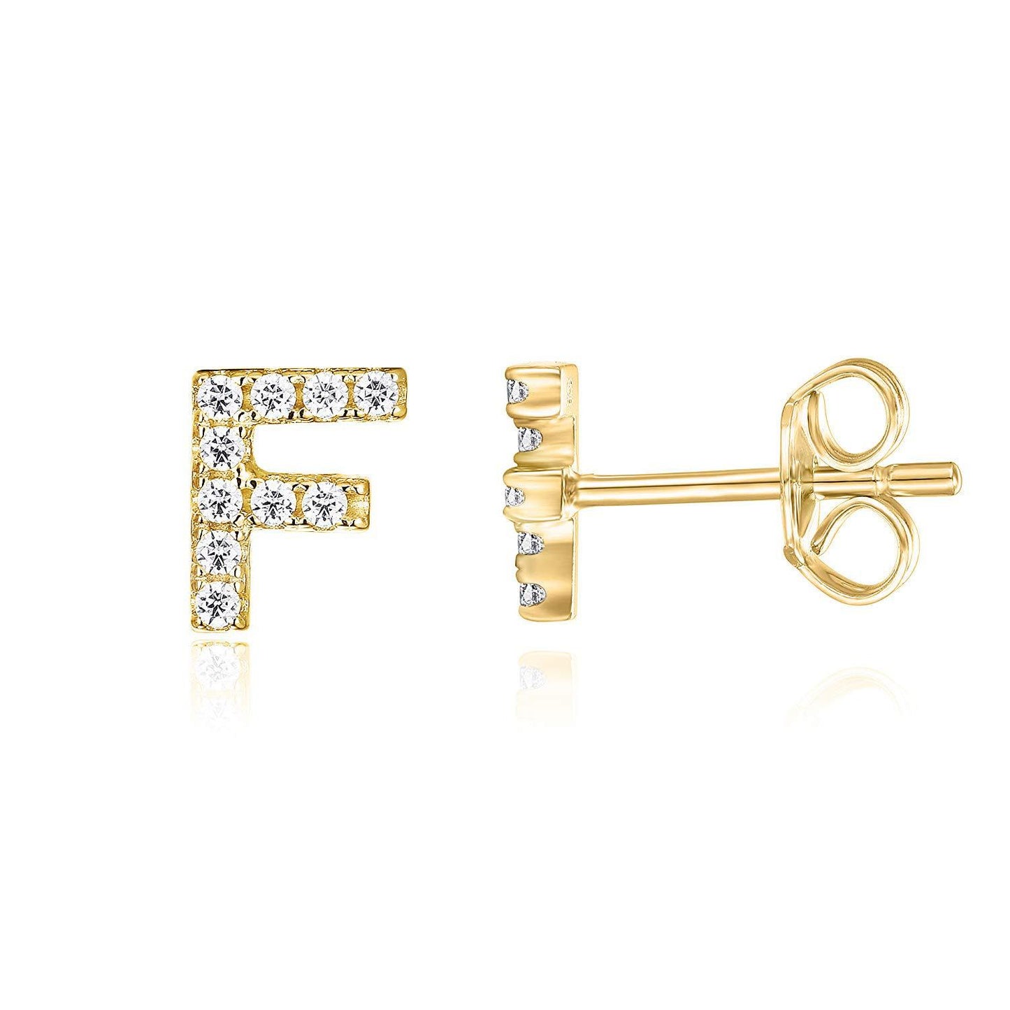 Sier English Alphabet Letter Micro Inlaid Earrings