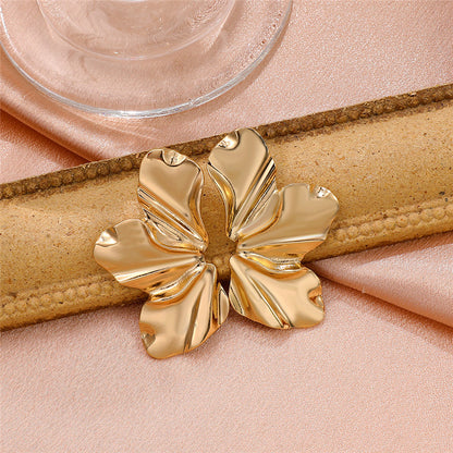 Women's Golden Flower Simple Elegant Matte Irregular Earrings