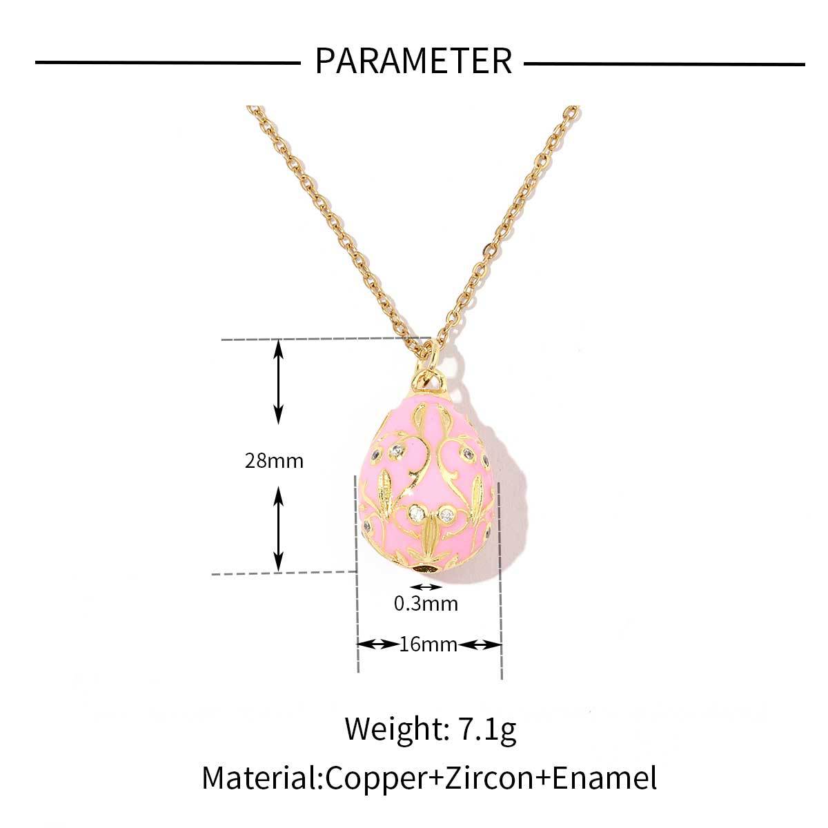 Color Copper Zircon Easter Egg Female Enamel Pendants