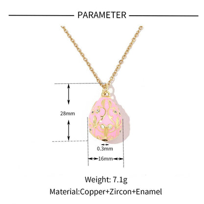 Color Copper Zircon Easter Egg Female Enamel Pendants