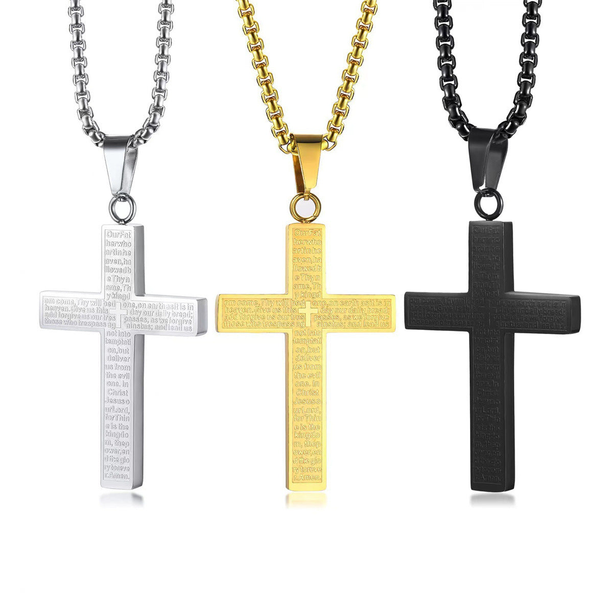 Men's Cross Fashion Trend Lettering Jewelry Stainless Necklaces