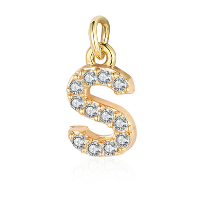 English Letters Copper Zircon Ornaments Accessories Yellow Gold Pendants