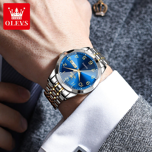 Men's Watch Fashion Double Calendar Digital Surface Quartz Watches