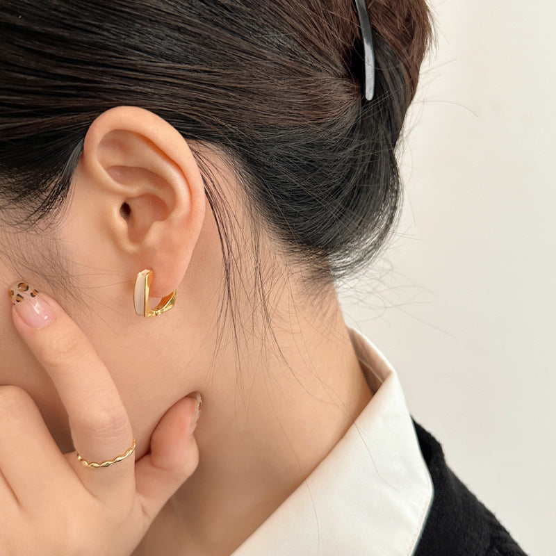 Dripping Square Niche Elegant Geometric Advanced Earrings